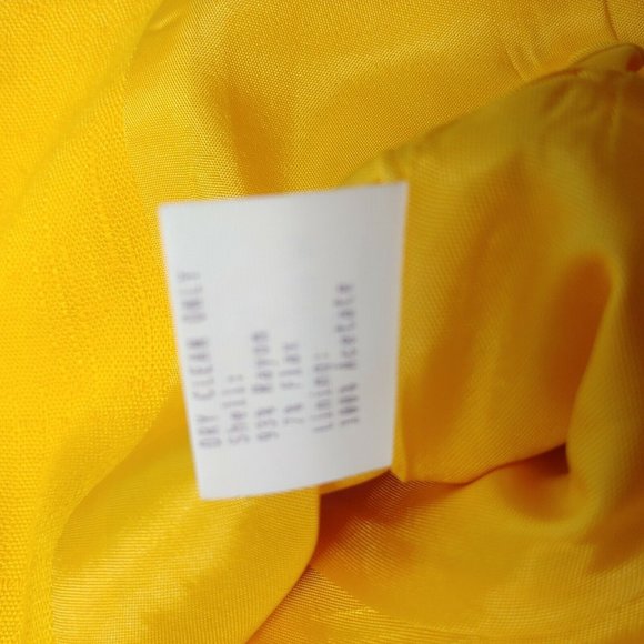 Vintage 80s Gilmor Womens 8 Blazer Button Floral Pocket Square Yellow Sunshine - Picture 10 of 12